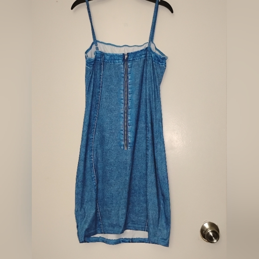 Sleek Blue Fake Button-Up Mini Dress - Picture 8 of 8